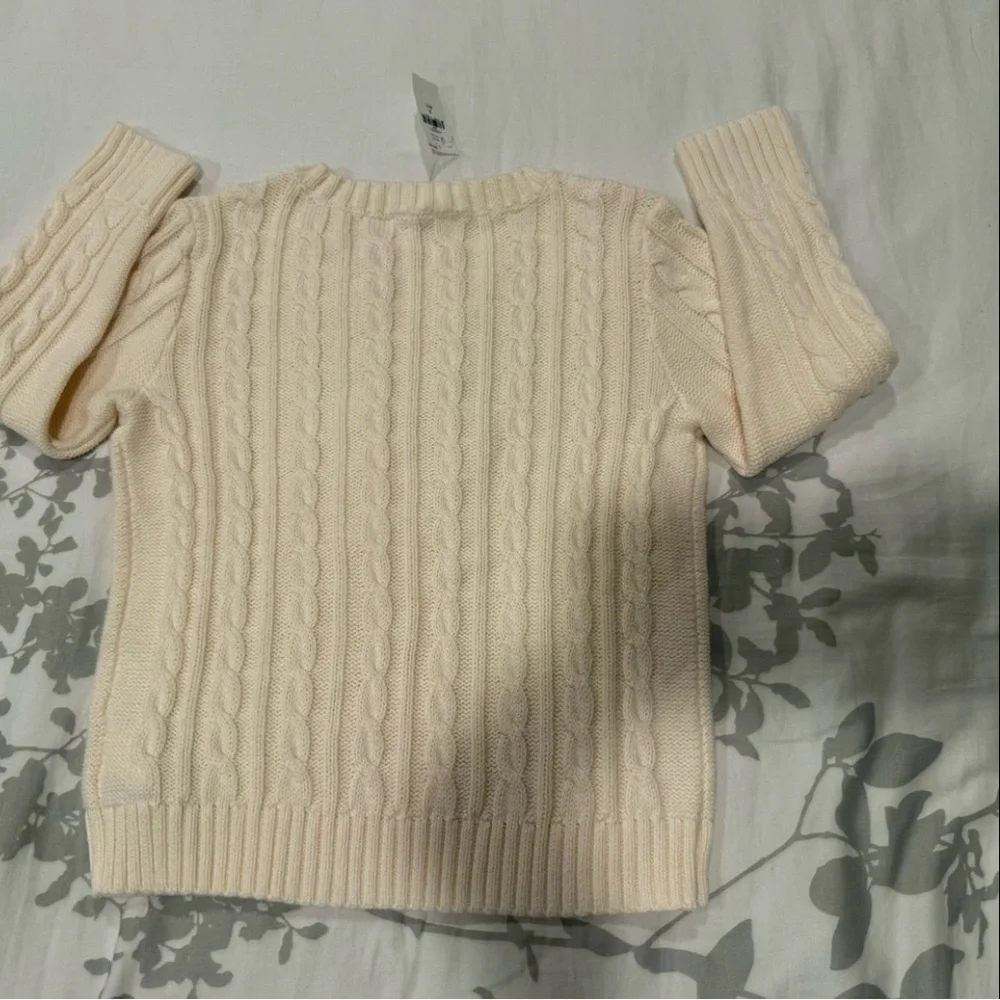 Gap Kids Girls 100% Cotton Cable Sweater in Ivory Frost size S (6-7)